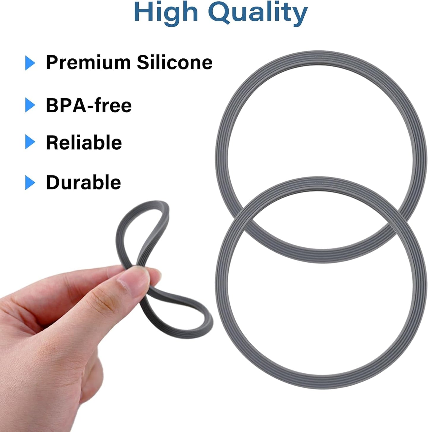 6-Pack Water Bottle Gasket Replacement | Silicone Lid Seal O-Rings for 19/24/32/40oz Cups - Gray