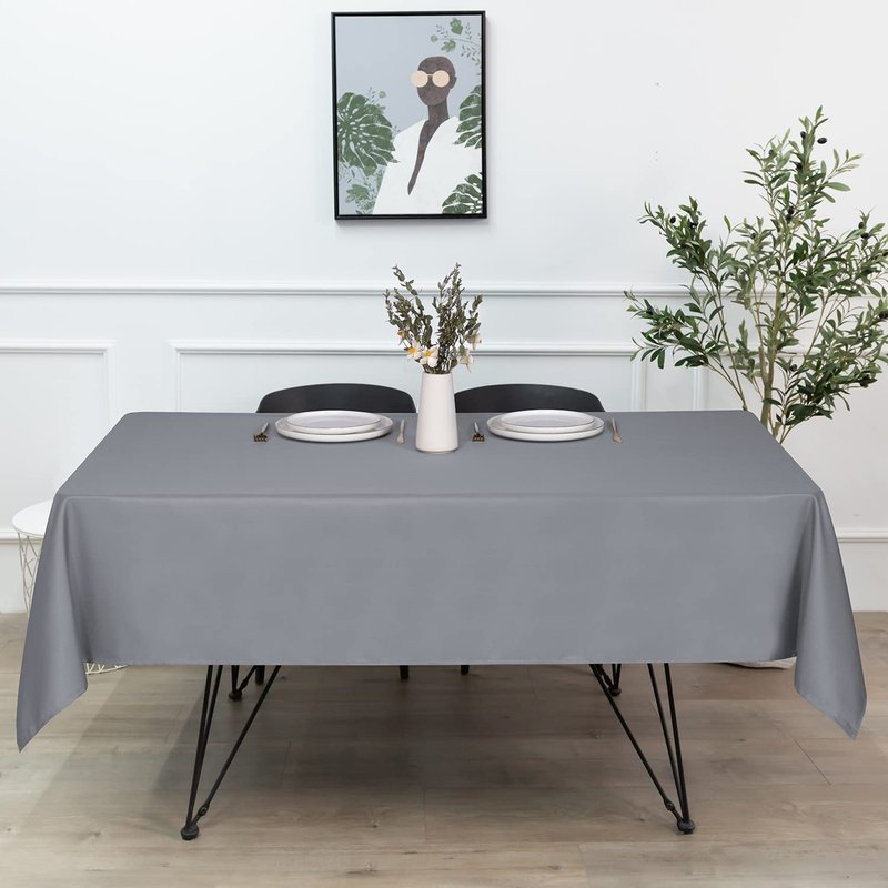sancua Rectangle Tablecloth - 70 x 108 Inch - Stain and Wrinkle Resistant Washable Polyester Table Cloth, Decorative Fabric Table Cover for Dining Tables, Buffet Parties and Camping, Light Grey