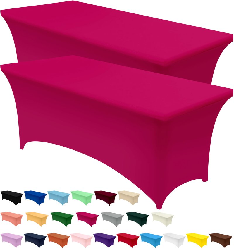 Utopia Kitchen Spandex Tablecloth 1 Pack [6FT, Fuchsia] Tight, Fitted, Washable and Wrinkle Resistant Stretch Rectangular Patio Table Cover for Event, Wedding, Banquet & Parties [72Lx30Wx30H Inch]