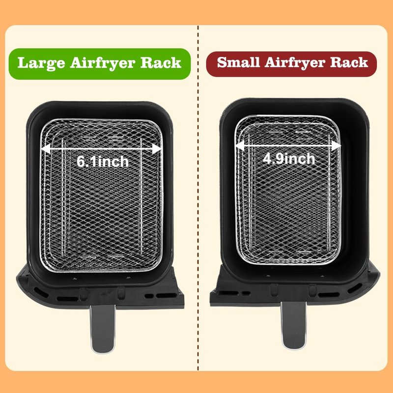 BYKITCHEN Air Fryer Rack for Ninja 8 QT DZ201/ SL201 DualZone Airfryer/Bella 4QT Slim Airfryer&More, 3pcs Stackable Stainless Steel Dehydrator Rack with Silicone Feet, Ninja Air Fryer Accessories