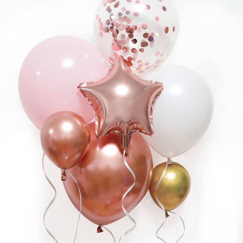 RUBFAC 140pcs Rose Gold Balloon Garland Arch Kit, Light Pink Gold White Metallic Rose Gold Confetti Balloons for Mother's Day Valentine Graduation Birthday Baby Shower Wedding Party Decoration