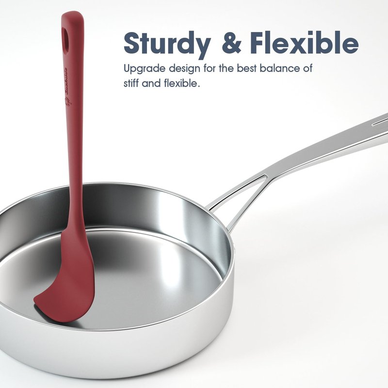 ChefAide 5 Pieces Silicone Spatula Set, Food Grade Rubber Spatula, Upgrade Strong Handle with Ergonomic Grip, Heat Resistant Up to 600°F for Nonstick Cookware, Cooking