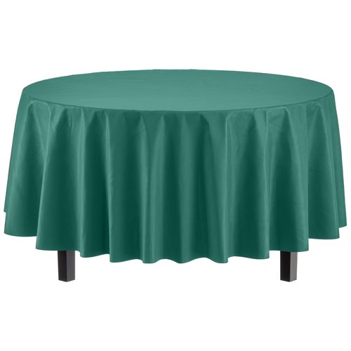 Exquisite Party Solids 6-Pack Premium Plastic Tablecloth 84in. Round Plastic Table Cover - Dark Green