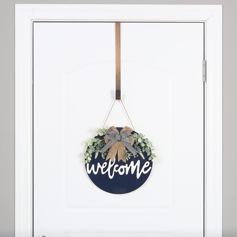 Sattiyrch 15" Wreath Hanger, Steel Over The Door Single Hook, Brushed Copper