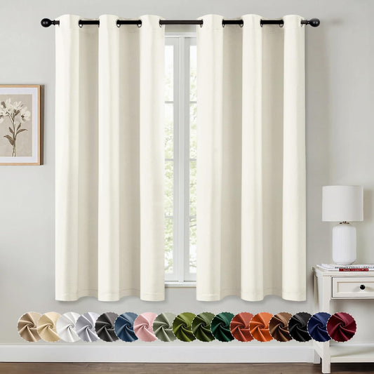 MIULEE Cream Blackout Curtains - Thermal Insulated Room Darkening Drapes | 63-Inch Length, 2 Panels