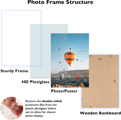 JCJMY 17x22 Picture Frame - White Wall Mount Frame for Horizontal or Vertical Display | Shatter-Resistant Plexiglass