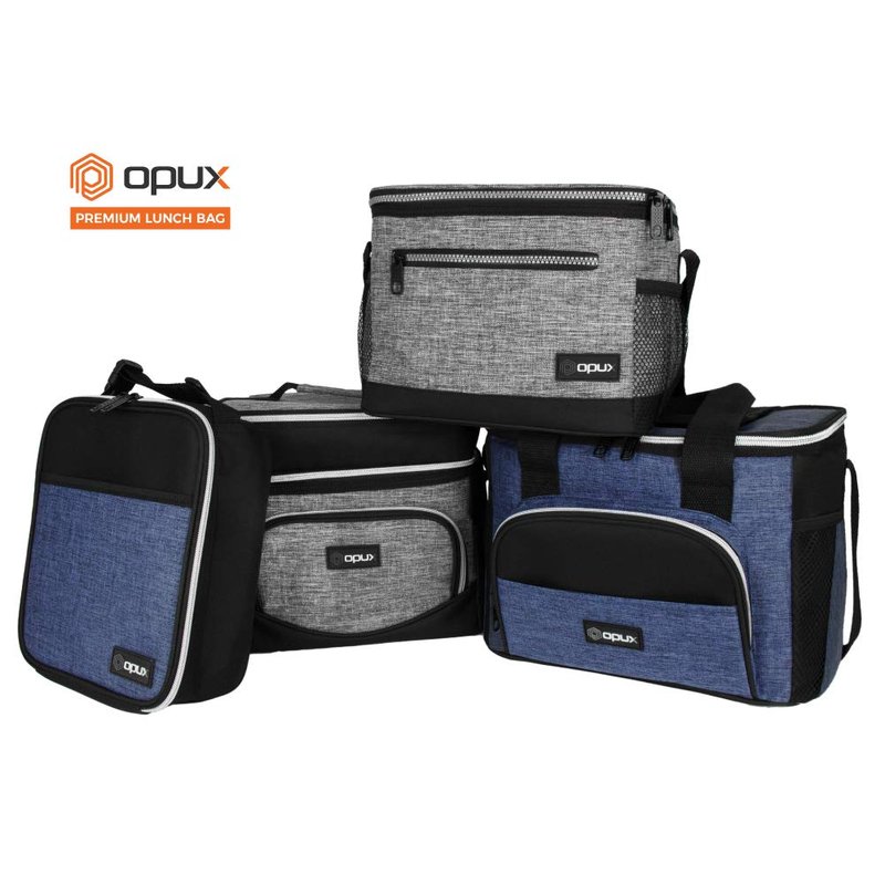 opux Insulated Lunch Box Men Women, Lunch Bag for Work School, Leakproof Soft Cooler Tote Adult, Large Lunch Pail Kids Boys Girls, Picnic Beach Food Bag with Shoulder Strap, Heather Grey