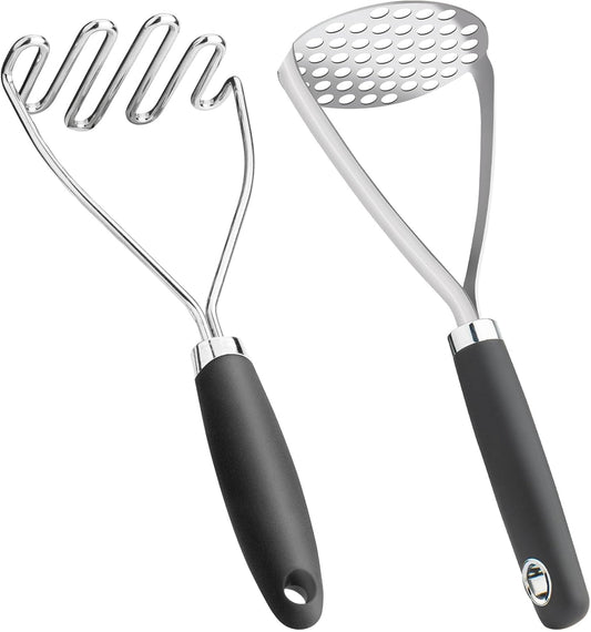 Regine Switzerland Potato Masher Set - 2-Piece 10.25-Inch Stainless Steel Kitchen Tool | Versatile for Vegetables & Fruits