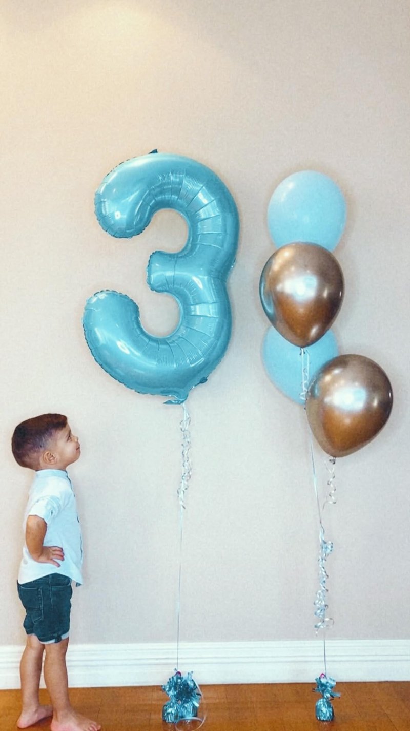 40 Inch Pearlescent Blue 1 Balloon for First Birthday, 1st Number Balloons Birthday Decorations for Girl Boy Kids Toddler Baby, One Giant Number 1 Balloon