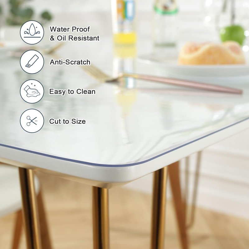 LovePads Clear Desk Mat 12 x 24 Inch, 1.5mm Thick Clear Table Protector, Waterproof Plastic Table Cover Protector, PVC Desk Protector Mat, Vinyl Desk Cover for Desktop, Coffee & Dining Table