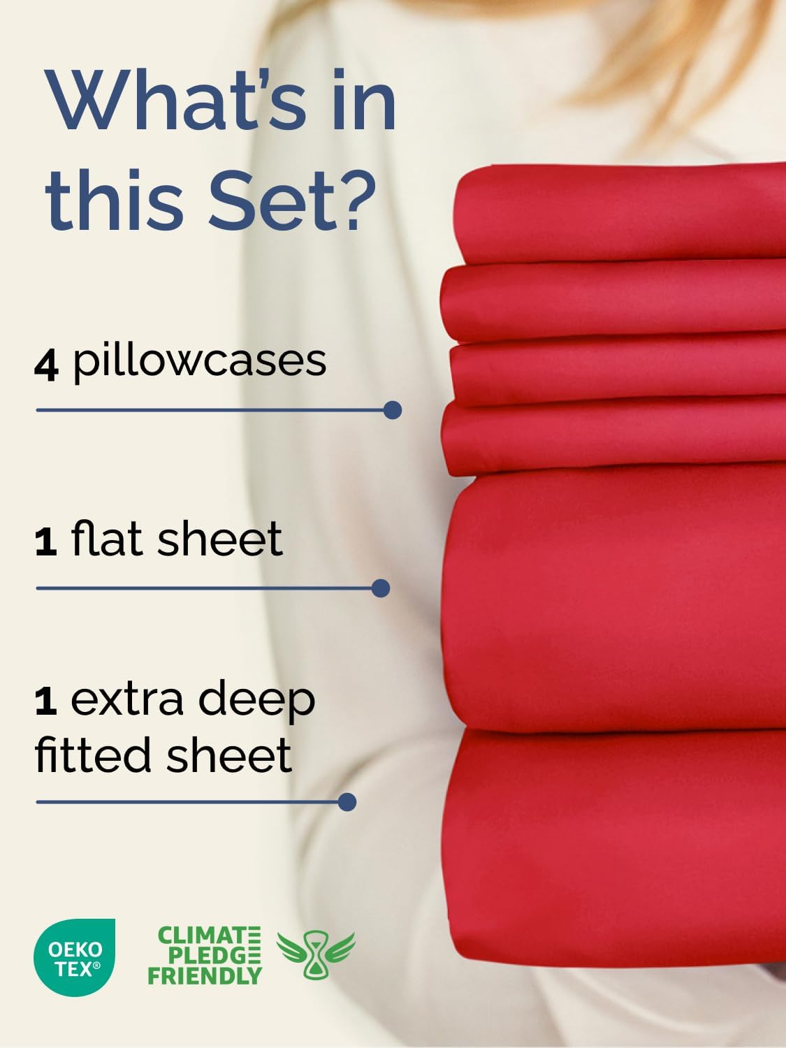 Skiennix Extra Deep Cal King Sheet Set - 6 Piece Breathable Cooling Bedding - Soft Wrinkle-Free Red