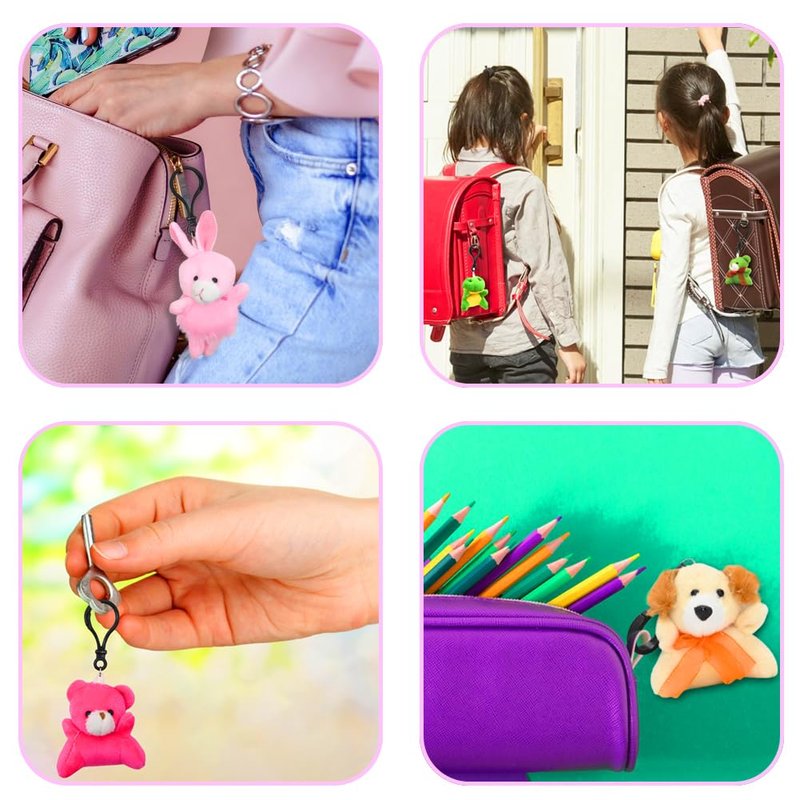 LUKBERA 28Packs Plush Animals Keychain, Stuffed Animals Keychain Toys for Easter Egg Fillers Classroom Exchange Gifts Goodie Bag