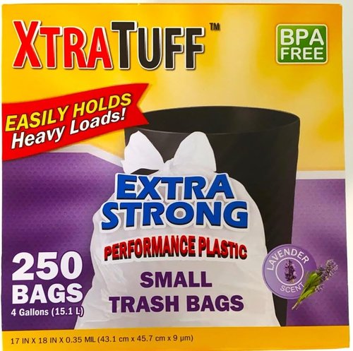Generic 4 Gallon Trash Bags - Lavender Scented Bathroom Garbage Bags | 250 Count Pack, White