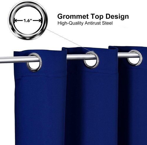 ChrisDowa Grommet Blackout Curtains - Thermal Insulated Room Darkening Panels, Royal Blue, 38W x 45L
