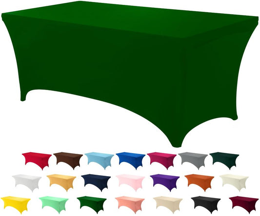 Utopia Kitchen Spandex Tablecloth 10 Pack [6FT, Emerald Green] Tight, Fitted, Washable and Wrinkle Resistant Stretch Table Cloth Rectangle Cover for Trade Show, Weddings & Parties [72Lx30Wx30H Inch]