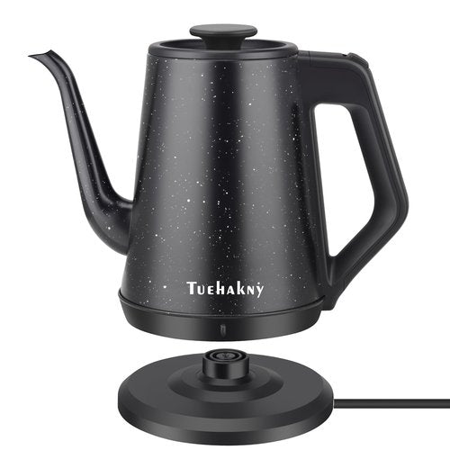 Gooseneck Electric Kettle 1.0L, 1000W Quick Heat-Up In 3 Min, 100% Stainless Steel Tea Kettle, Pour Over Coffee Kettles For Office/Travel/Kitchen, Auto Shut-Off Protection, Black Star Design, BPA-Free