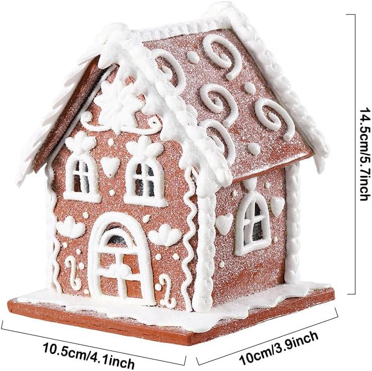 Regine Switzerland Gingerbread House Christmas Decoration - LED Light Clay Dough Design for Holiday Tabletop