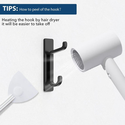 pickpiff Wall Hooks for Coat and Towel: 13LB Strong Adhesive Door Hanger Stick on, Silver 6 Pack