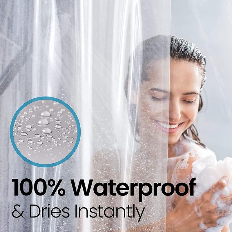 LiBa Waterproof Shower Curtain - Premium Non-Toxic PEVA with Rust-Proof Grommets | Heavy Duty White 72x84