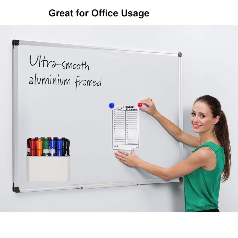 Marbrasse Magnetic Dry Erase Marker Holder,Pen and Eraser Holder for Whiteboard，Magnet Pencil Cup Utility Storage Organizer for Office, Refrigerator, Locker and Metal Cabinets (2 Pack)