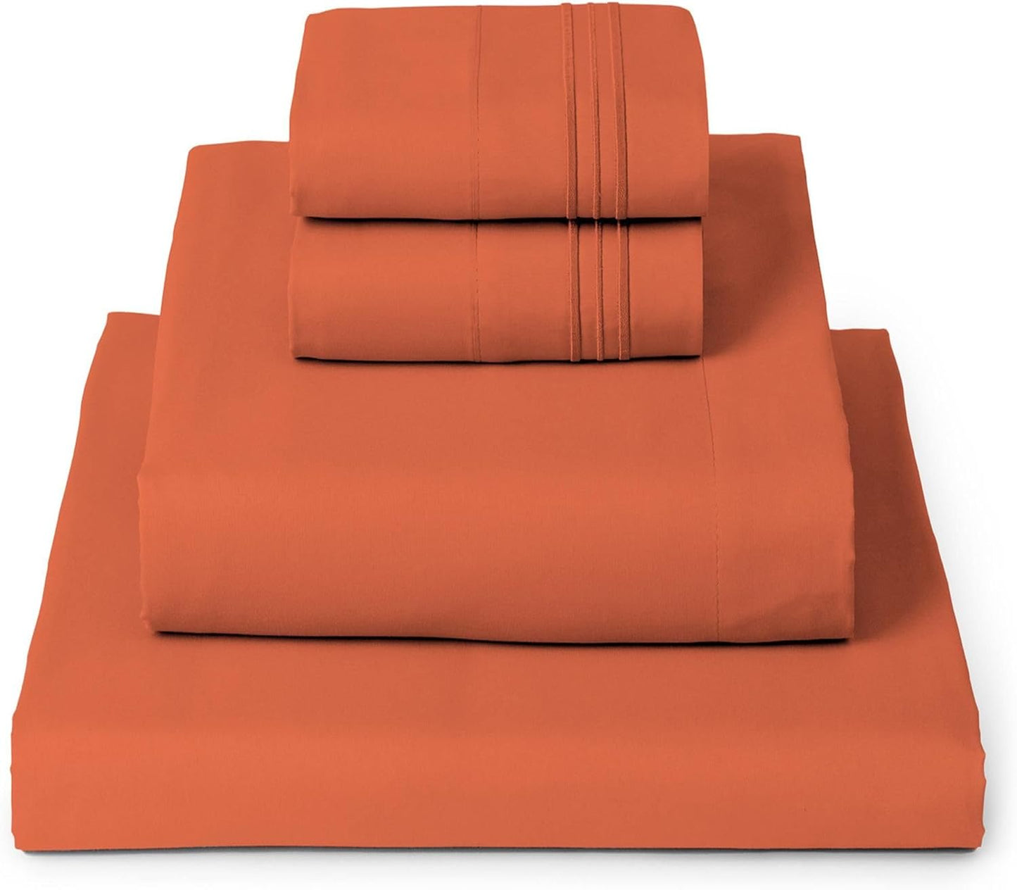Mellanni California King Sheets Set - 4 PC Hotel Luxury Bedding | Extra Soft, Cooling, Wrinkle-Resistant (Cal King, Poppy Orange)