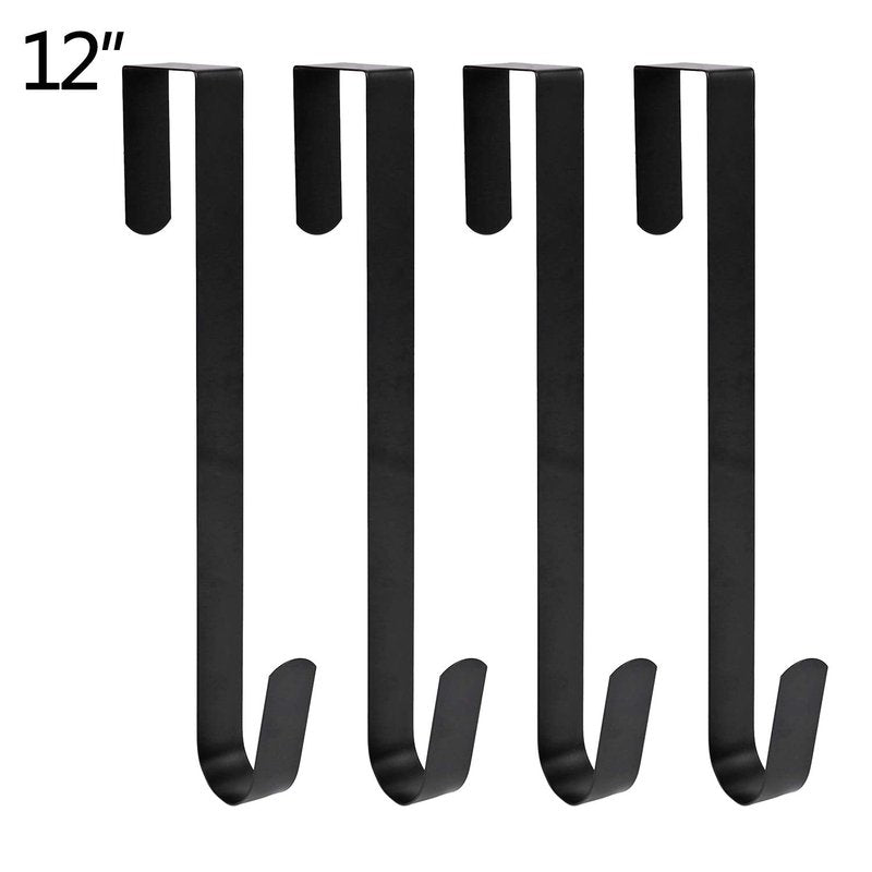 Sattiyrch 12" Wreath Hanger for Front Door,Steel Over The Door Hanger Hook,Wreath Door Hanger (Silver,4)