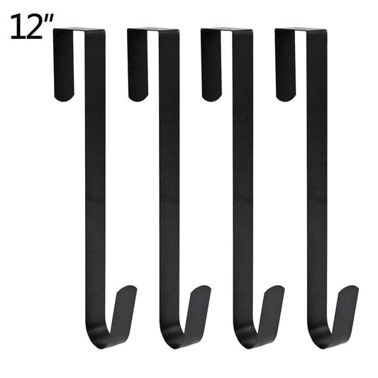 Sattiyrch 12" Wreath Hanger for Front Door,Steel Over The Door Hanger Hook,Wreath Door Hanger (Silver,4)