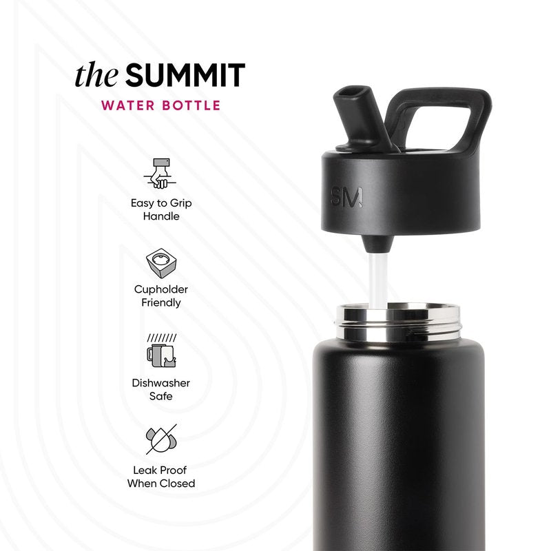 Simple Modern Kids Summit Water Bottle with Straw Lid | 14oz Stainless Steel Cup Insulated Tumbler for Toddlers, Girls, School | Bows