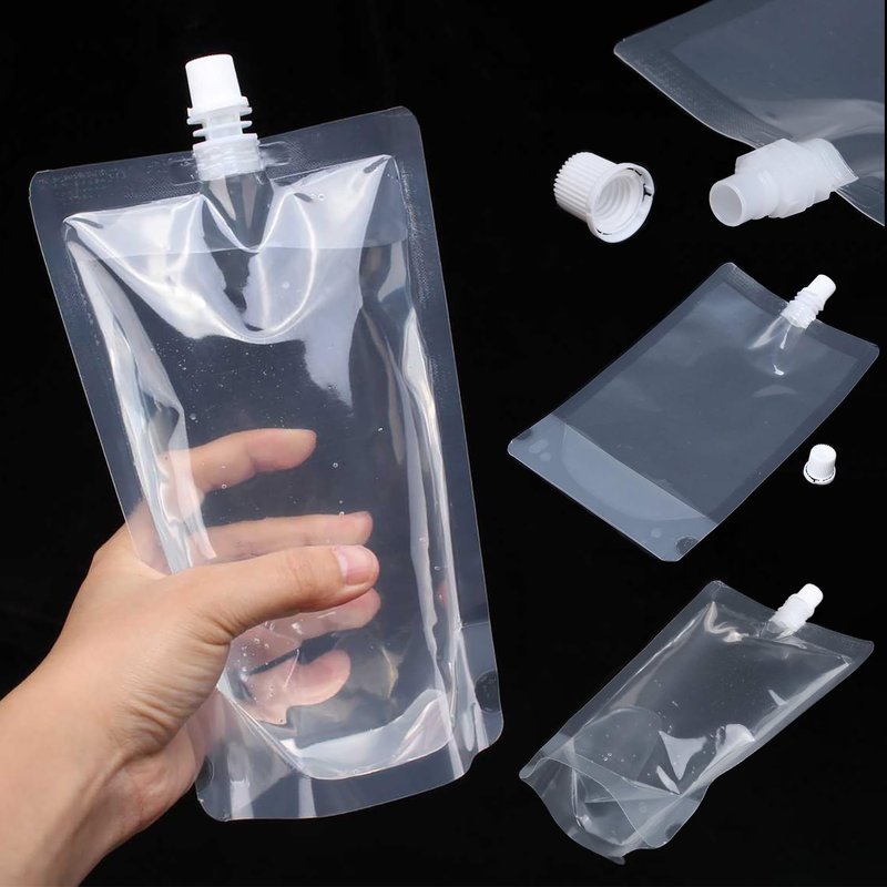 16 Pcs Plastic Flasks-Reusable 16OZ Drink Bags,Leak-Proof, BPA-Free for Travel,Plastic Flasks,Juice Travel Drink Bags for Travel Outdoor Sports, Concerts, Events(16OZ,16PCS)