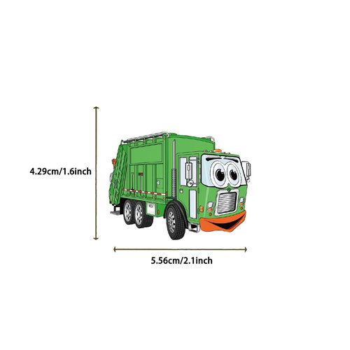 Garbage Truck Stickers 50Pcs Waterproof Cartoon Cute Trash Truck Stickers for Water Bottle Scrapbook Bumper Laptop Luggage Skateboard Cars Bike Guitar,Vinyl Funny Garbage Truck Sticker for Teens Boys