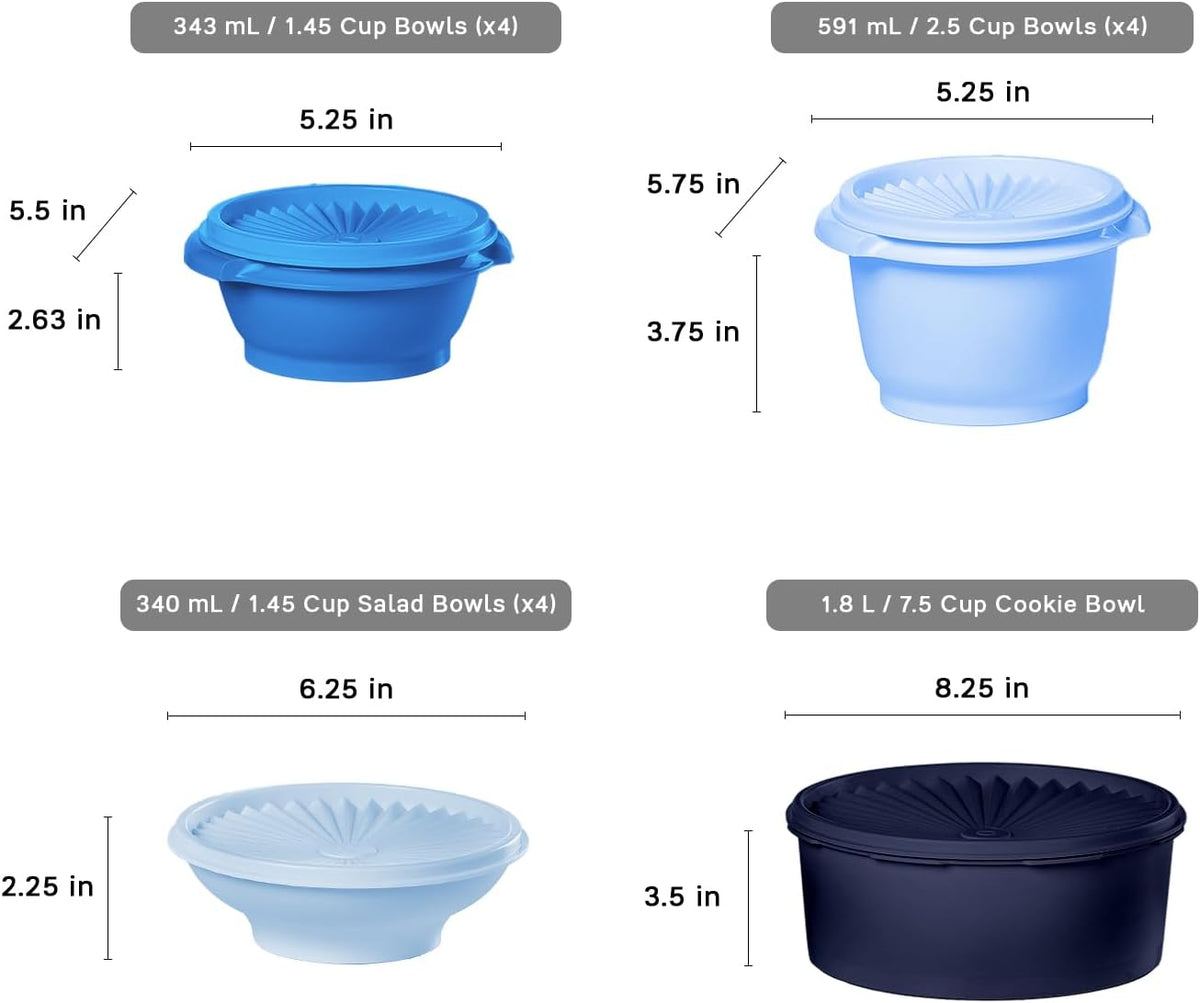 Tupperware Heritage Collection - 36 Piece Vintage Blue Food Storage Container Set | BPA-Free & Dishwasher Safe