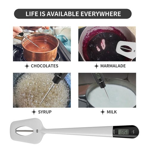 Efeng Digital Candy Thermometer Spatula Thermometer Meat Thermometer with Pot Clip & 9" Probe – Fast Instant Read Digital Food Thermometer for Candy Chocolate Jam Meat, BPA Free Silicon Frying
