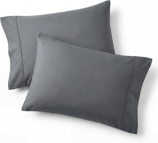 Bedsure Pillow Cases - Super Soft Dark Grey Microfiber Set of 2 | Cooling, Wrinkle & Fade Resistant, 20”x30”