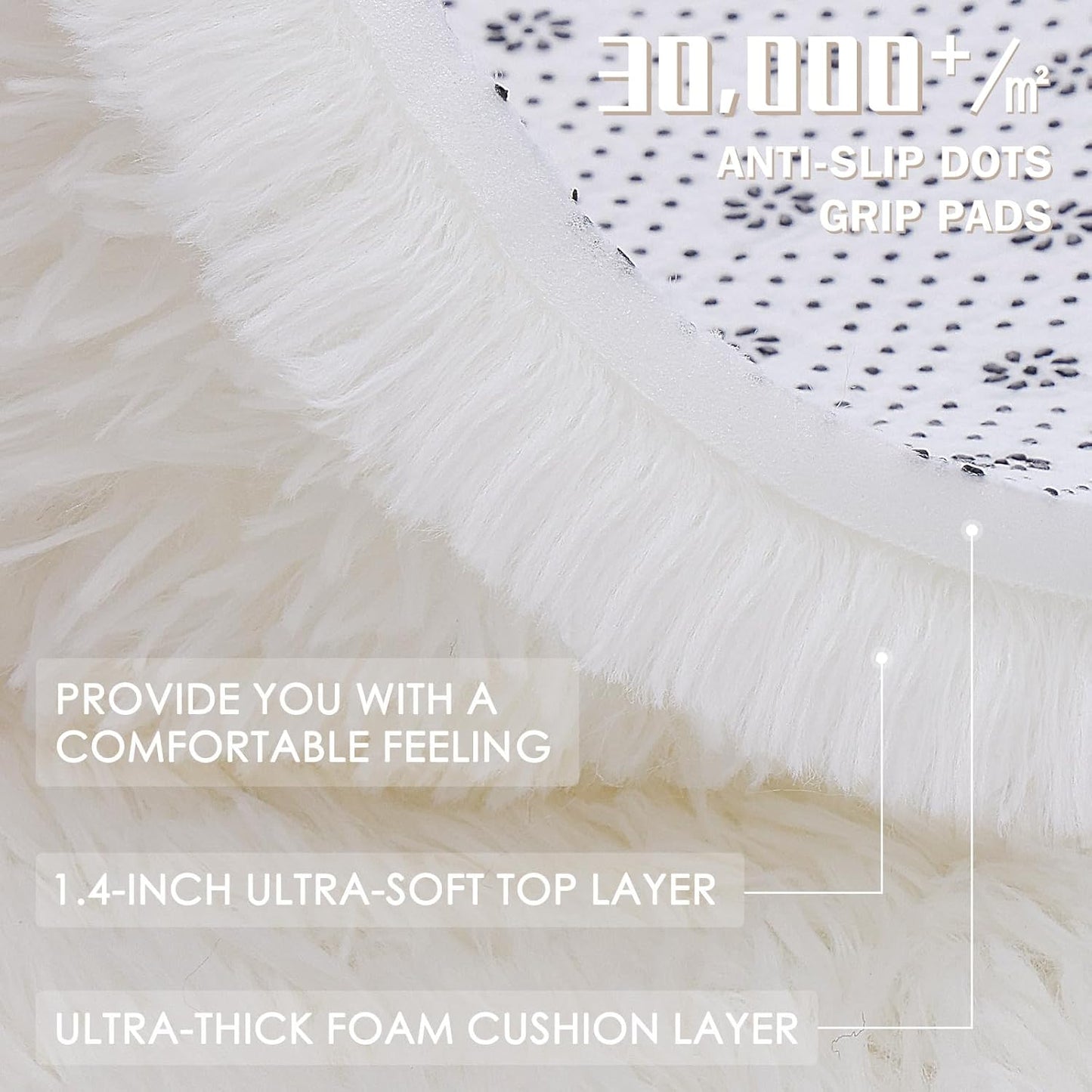 OLANLY Large Area Rug - Soft Fluffy Shaggy Indoor Carpet for Living Room & Bedroom | Ivory 6x12