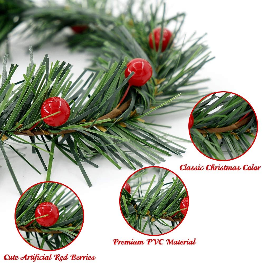 YBB Christmas Candle Rings - 12Pcs Small Artificial Red Berry Wreath Holders for 3-Inch Pillar Candles | Rustic Wedding Decor
