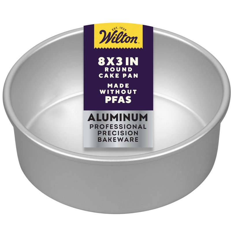 Wilton Aluminum Round Cake Pan, Extra-Deep Bakeware for Layered Cakes, Durable, Even Heating, Rust-Resistant, Professional Quality, 8 x 3 in, Packaging May Vary