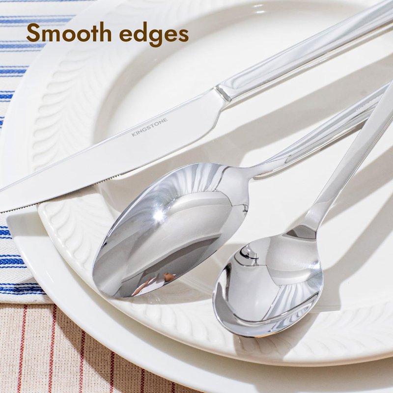 KINGSTONE Silverware Set, 40-Piece Flatware Cutlery Set Premium Stainless Steel, Service for 8, for Kitchen, Home, Wedding, Party, Mirror Polished and Dishwasher Safe