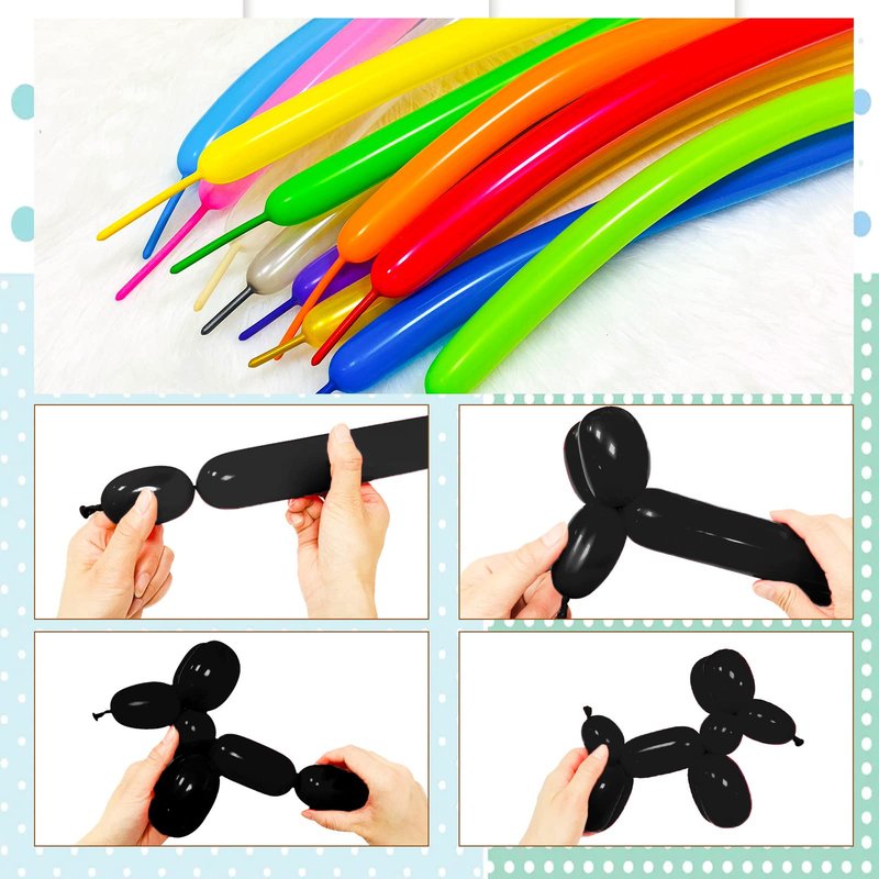 Black 260 balloons, Thickening Latex Black 260q Balloons for Animal Model, 100pcs Long Twisting Balloons for Halloween Xmas Presents, Animal Shape Weddings, Birthdays Clowns.