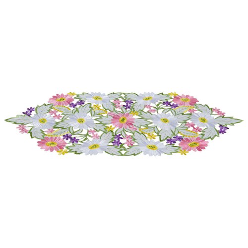 AMARED Spring Daisy Table Runners Embroidered Flowery Table Linen for Home Decoration 13 X 34 Inch