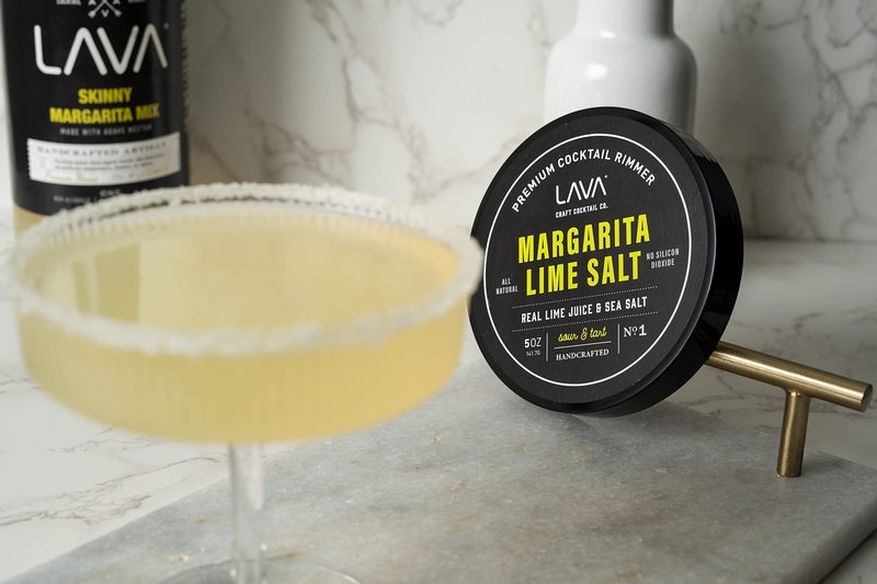 LAVA Premium Margarita Lime Sea Salt Cocktail Rimmer, All Natural Margarita Rimmer Sea Salt Rocks, Real Lime, Tart & Sour, No Silicon Dioxide, with Easy Screw-On Lid - 6oz
