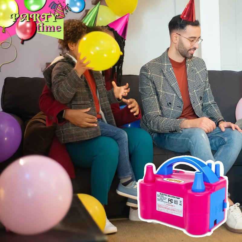 YEPVIE Electric Balloon Pump, Portable 2 Modes Balloon Blower Machine with 14 Balloon Arch Kits, Air Pump for Balloon, Ballon Inflator for Party Decoration