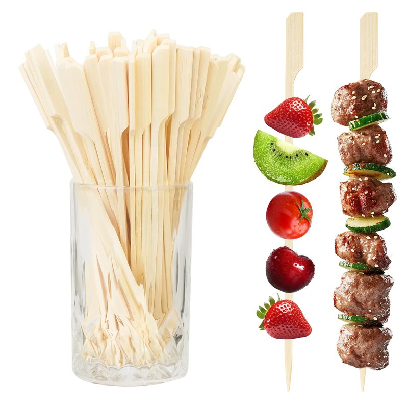 100PCS Cocktail Picks, Fancy Picks for Appetizers, Decorative Skewers for Appetizers Drinks Party Fruit, 10 Inch Long Wooden Bamboo Paddle Food Sticks Charcuterie Boards Accessories