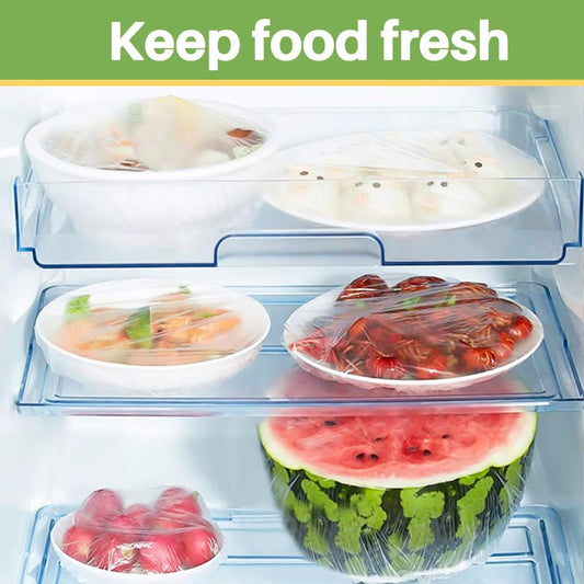 MAQIHAN 100 Bowl Covers Bread Proofing - Extra Large Plastic Wrap for Food Sourdough Bread Baking Rising Elastic Reusable Plate Covers Outdoor Food Fresh Keeping Bags Shower Cap Hair Deep Conditioning