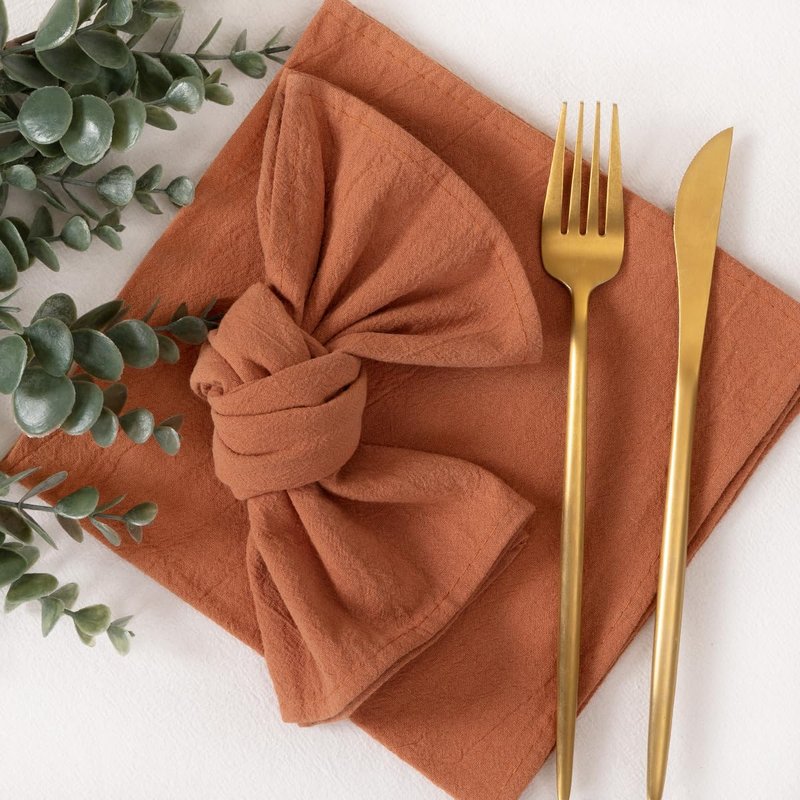 Socomi Cloth Napkins Terracotta Summer Washable Reusable Bulk Linen Cotton Napkins Set of 10 17"x17" for Wedding Party Bridal Baby Shower Birthday Dining Table Decorations