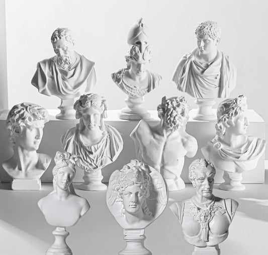 LAGOM HOUSE Greek Bust Statue Set - 10 PCS Mini Greek Mythology Figurines for Home Decor & Gifts