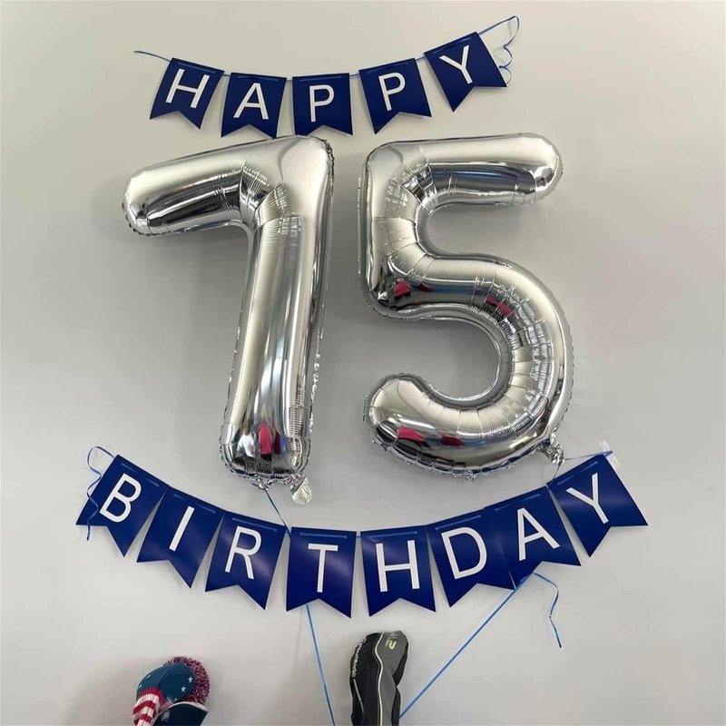 40'' Silver Number 7 Balloons, Self Inflating Foil Number Balloons Set 0-9 for Women Men, Large Digital 7 Helium Balloon for Girls Boys 7th Birthday Party New Year Decorations Anniversary Supplies