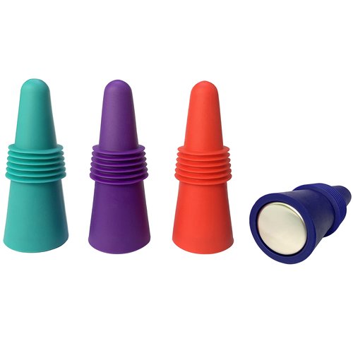 FXHDC-M 4 pcs Reusable Cork Novelty Wine Bottle Stoppers Rubber for Bottles of Opened Win Cork to Keep The Wine Champagne Beer Fresh