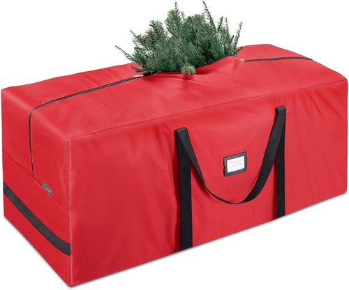 BALEINE Christmas Tree Storage Bag - Heavy Duty 900D Oxford Fabric, Extra Large with Reinforced Handles & Dual Zippers (Red)