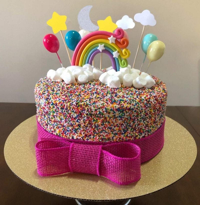 Palksky Colorful Rainbow Cake Topper/Wedding Cake Flags/Cupcake Picks Set -Include Cloud Balloon Moon Stars/Boy Girl Kid Birthday Baby Shower Party Baking Decoration Supplies