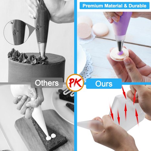 firstake Piping Bags and Tips Set - 100pcs Disposable Piping Bags, 12 Inch Icing Bags, Thickened Pastry Bags, Anti Burst Frosting Bags, Non-slip Cake Decorating Bags for Baking Cupcake and Cookies